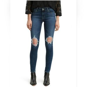 Levi's 711 Skinny Dark Wash Distressed Knees Jeans Size 33/30